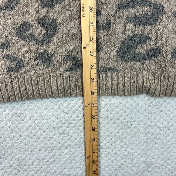 Lulus Womens Sweater Chevron Leopard Print Crewneck Relaxed Oversized Cozy Small - Picture 7 of 13
